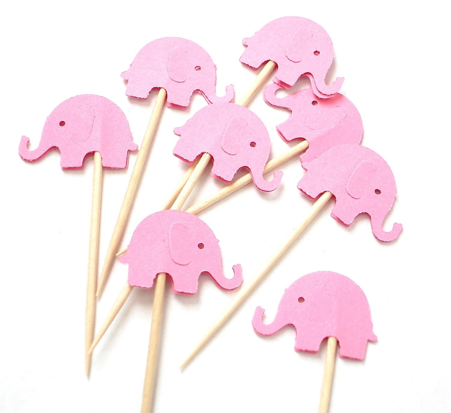 24 Decorative Pink Elephant party picks toothpicks food