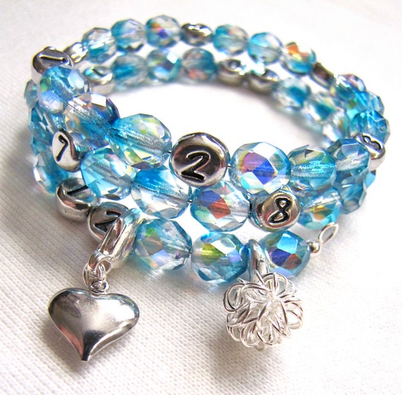 Aquamarine NursingBreastfeeding Bracelet by ToriandLiz on Etsy