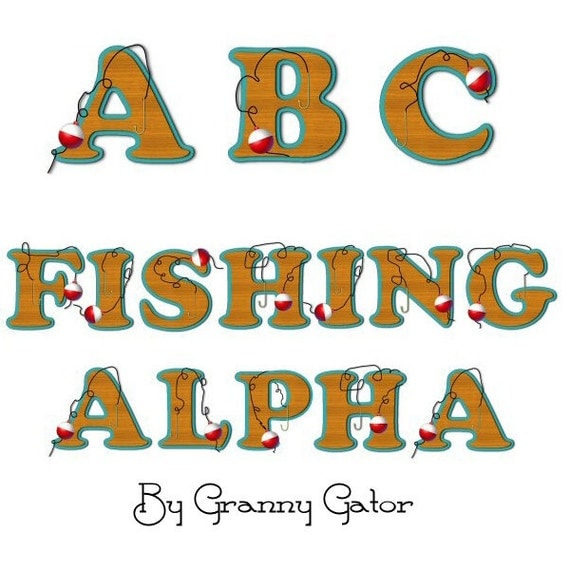 digital graphics printable fishing alphabet