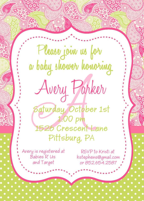 Items similar to Avery - A Customizable Baby or Bridal Shower ...