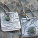 Engraved Silver Earrings with Green Aventurine gemstones - Remembrance