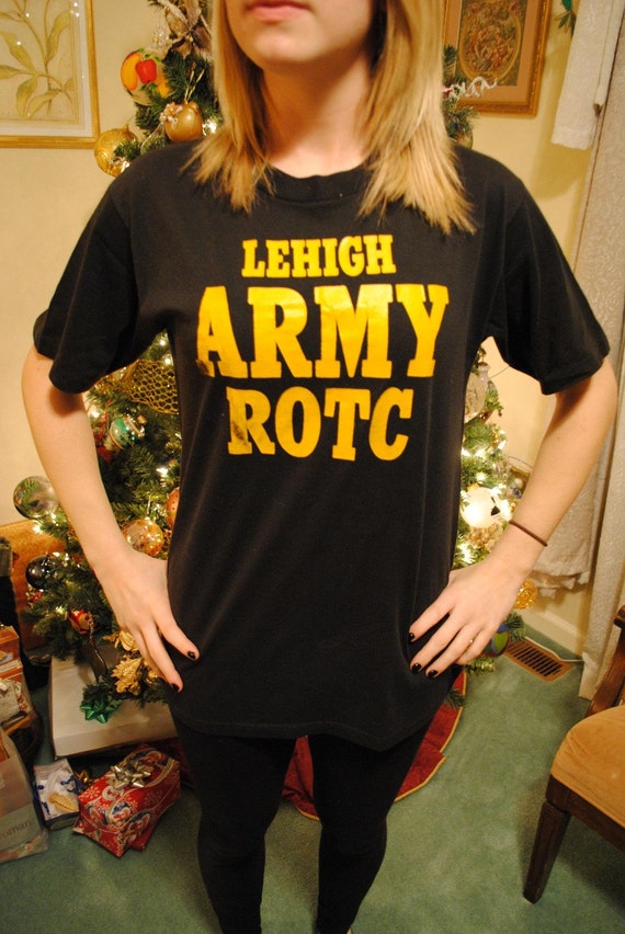 Items similar to Vintage Lehigh Army ROTC T-shirt, Black, Size Large on ...