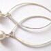 White pearl earrings, Swarovski pearl sterling silver long earrings, Handmade jewelry