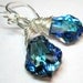 Aqua blue earrings, Swarovski crystal ocean blue earrings, Wire wrapped sterling silver earrings, Aquamarine earrings, Handmade