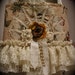 RESERVED Carpet Bag Tote, chic shabby, ruffled lace, vintage crocheted doily, thick upholstery fabric