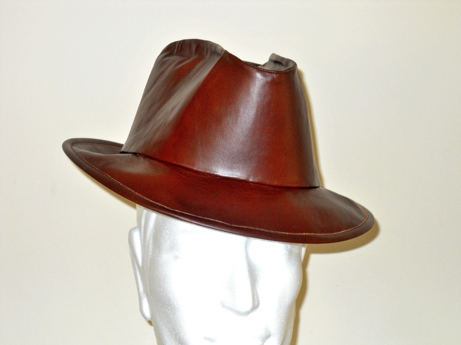 Custom Cowhide Leather StetsonFedora Hat CONSERVATIVE STYLE
