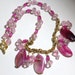 Fuchsia Agate Pink Beaded Charms Necklace