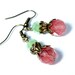 Cherry "Quartz" Earrings with Mint Green Czech crystals