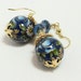 Sapphire Blue Tensha Bead and Crystal Dangle Earrings