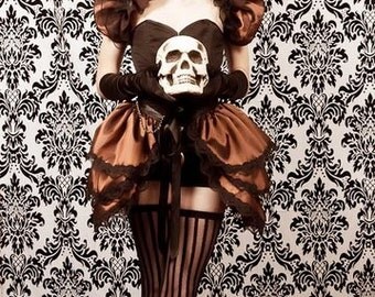 STEAMPUNK DIVA Copper Taffeta Bustle Skirt BURLESQUE
