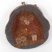 Vintage Velvet Coinpurse with Clasp with Print of Little Girl with bonnet wateringcan in daisy flower garden brown and blue