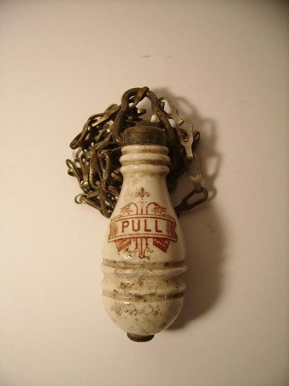 Antique Victorian Toilet Cistern Chain Porcelain Handle Pull
