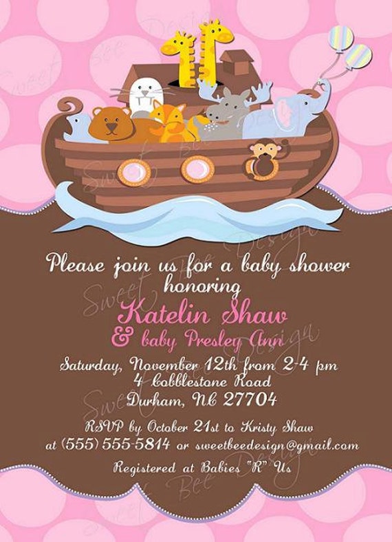 Noah39;s Ark Invitation , Twin Baby Shower Invitation, Noah39;s Ark Baby 