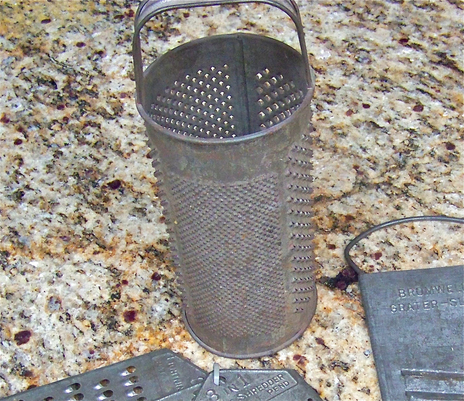 Primitive Rusty Round Tin Cheese Grater