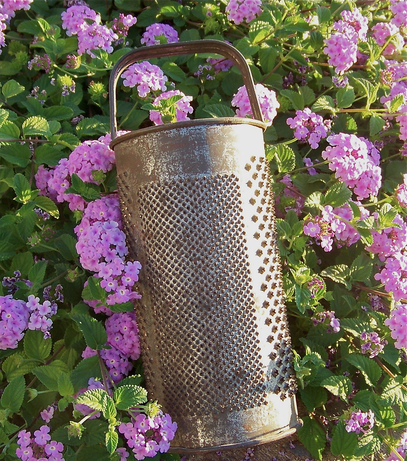 Primitive Rusty Round Tin Cheese Grater