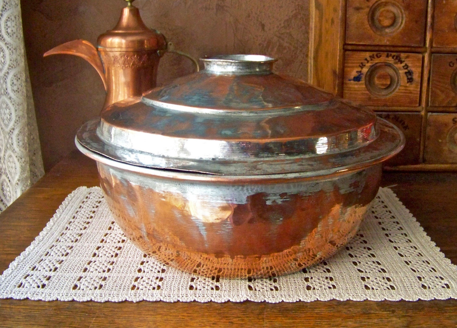 Antique Turkish Copper Bowl Pot Boiler Cooking By Cynthiasattic 3406