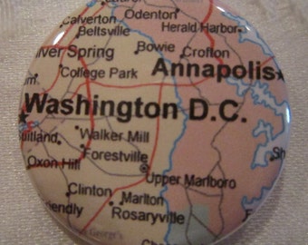 Washington D.C. Annapolis, MD Map 1.25 inch Pinback Button ...