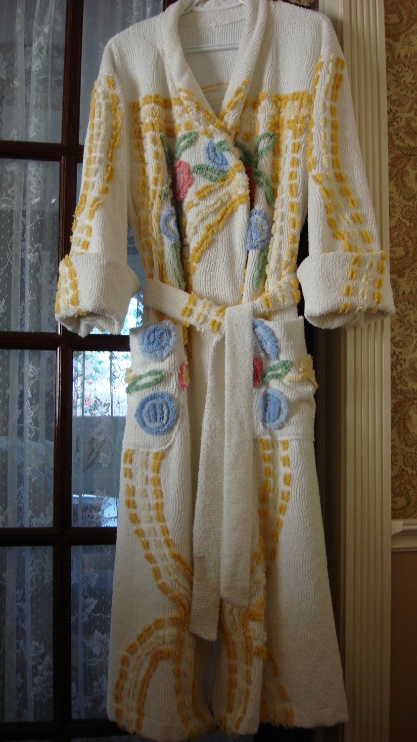 Vintage Chenille Robe Handmade One of a Kind and Stunning