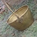 SALE Vintage Hammered Brass Bucket Basket With Handle Leaf and Rope Accents