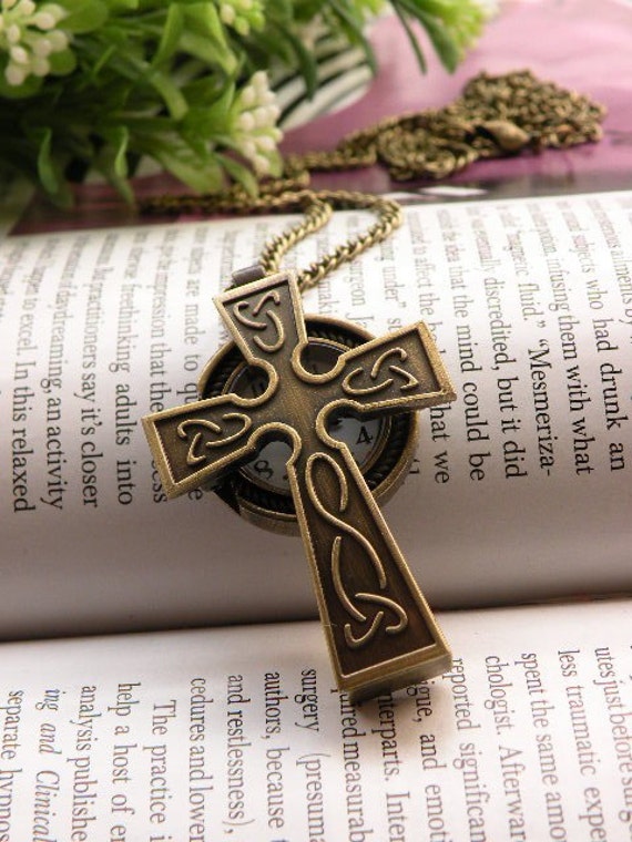Retro copper cross can open pocket watch by toofashion2010 on Etsy