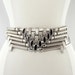 Intricate White Leather and Silver Bead Belt