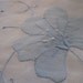 Vintage Embroidered Hankie Aplique Blue & White Floral Filigree