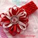 Boston red sox Bottle Cap Hair Bow plus crochet headband.