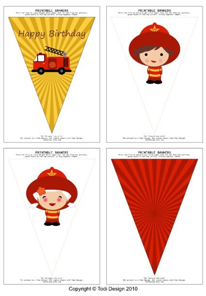 Fire Truck Printable Birthday Set