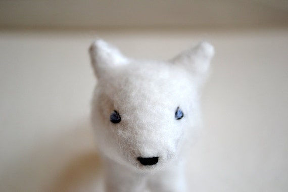 all white arctic fox felt fox plush by royalmint