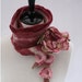 Handmade felted scarf with felted flowers - pastel pinks, raspberry and green