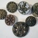 Antique Cut Steel Buttons, Molded Brass Floral and Rope Buttons - Group of 7
