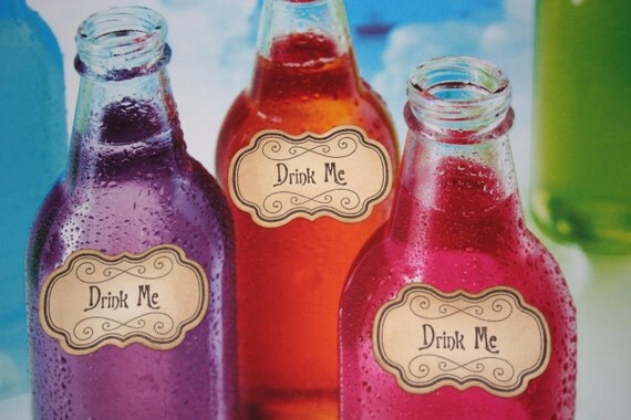 Items similar to Alice in Wonderland - Drink Me/Eat Me Adhesive Labels/Tags -Vintage Appearance ...