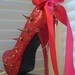 High Heel Platform Spiked Women Shoes Hot Pink Sequin size 8 1/2...A SpikesByG Design