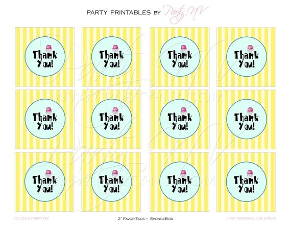 PRINTABLE (2" Favor Tags) - SpongeBob "Best Day Ever" Collection Il_570xn