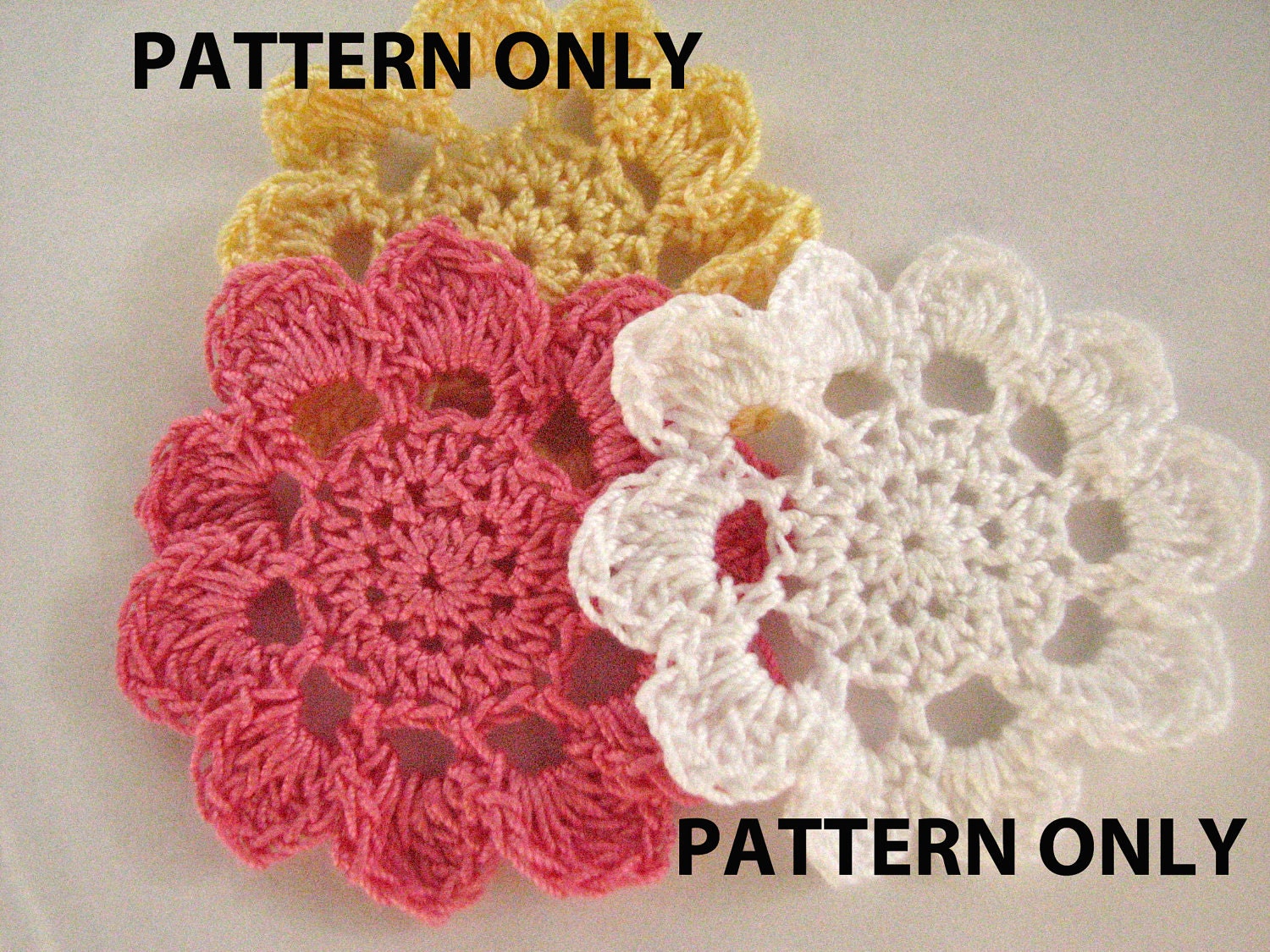 Crochet Flower Pattern 10 Petal Flat Flowers by LMCrochet