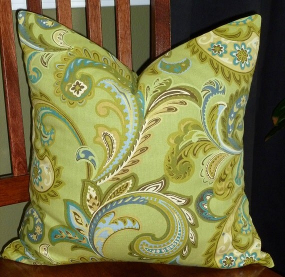 Items similar to Decorative Throw Pillow Covers Lime Green and Blue