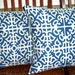 Decorative Throw Pillow Covers Royal Blue and White - Two 18 Inch