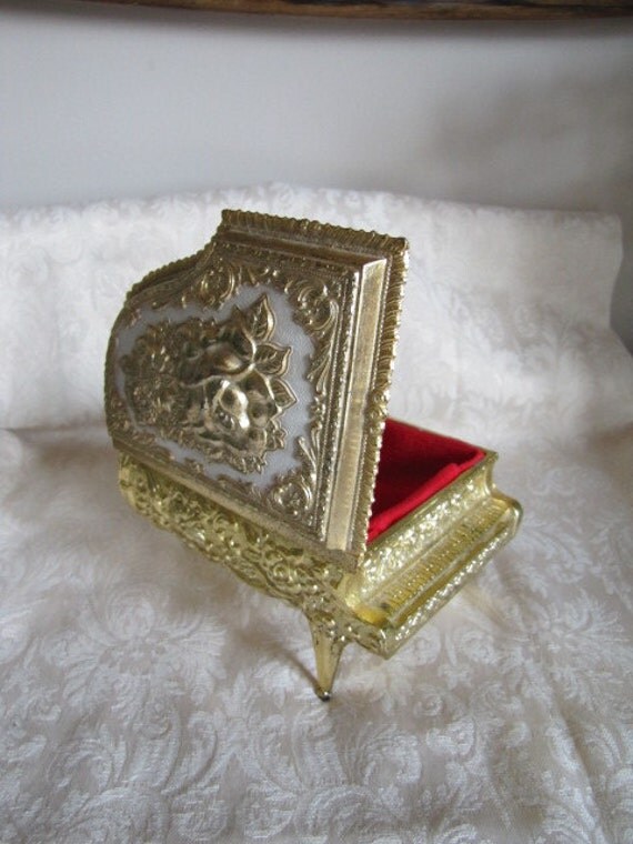 Baby Grand Piano Jewelry Box Japan Flowered Metal Box by Great2bme