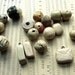 RESERVED. Years of Rice and Salt -- 18 handmade ceramic textured, glazed pale ceramic art beads and charms
