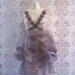 EXELLE Mocha Lavender Floral Vintage Lace Romantic Ruffle Sculptural Short Dress Custom Size