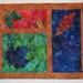 Art Quilt - Blue Leaf Wall Hanging
