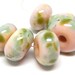 SALE....SRA handmade, gorgeous light pink and soft green lampwork bead set for making jewelry 51012-2