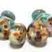 Lampwork Bead set SRA Handmade "pacific coast" blues, browns, off white and silver 62012-6