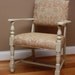 RESERVED Upholstered chair with wood and paisley fabric
