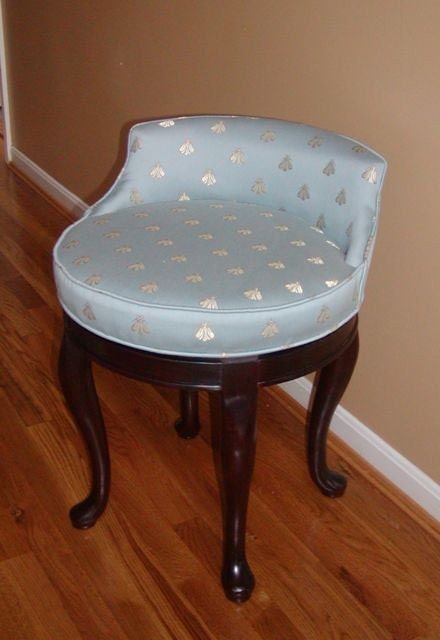 Swivel Vanity Stool with Bee Fabric Swivel Vanity Stool with Bee Fabric