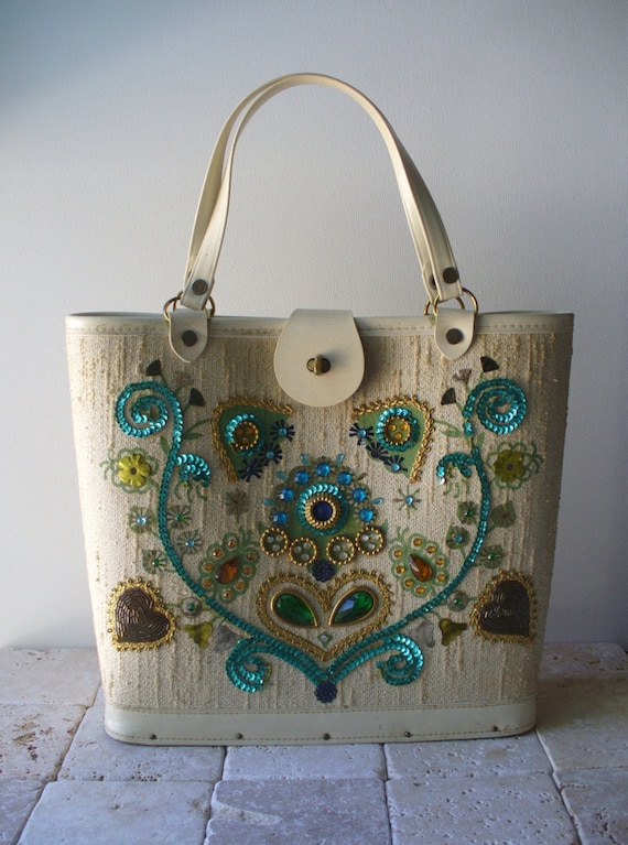 vintage handbag 1960s kit bag by MessyBedStudio on Etsy