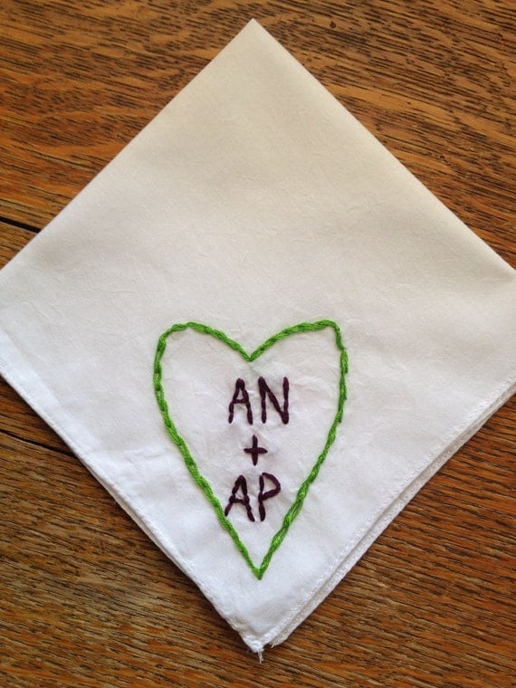 Custom Embroidered Handkerchief Bridal Accessory Valentines Day Gift