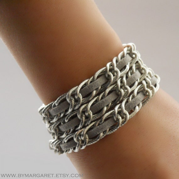 Items similar to grey OASIS triple-strand wrap bracelet OR necklace on Etsy