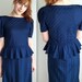 Navy Blue Striped Peplum Dress