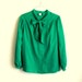 Bright Kelly Green Bow Tie Blouse